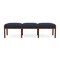 Lesro Lenox Wood 3 Seat Bench Wood Frame, Walnut, RF Blueberry Upholstery LW3001 - alternate 1